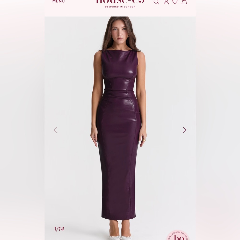 House of CB SAHARA Merlot Vegan Leather Maxi Dress